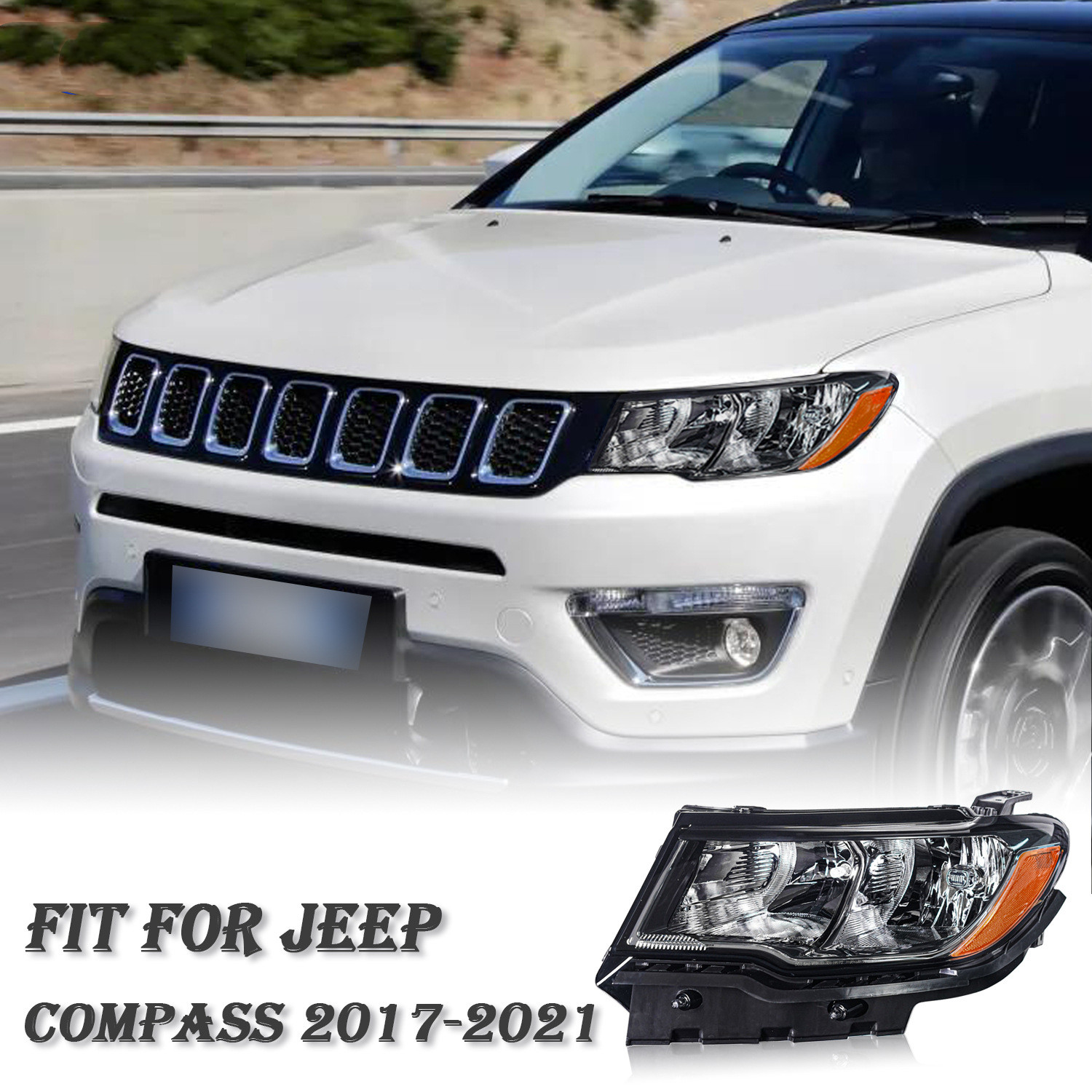 Origin Headlights For Cars for Jeep Compass 20 17-2021 Front Lamp High Low Beam Highlight Turn Signal Running Headlight