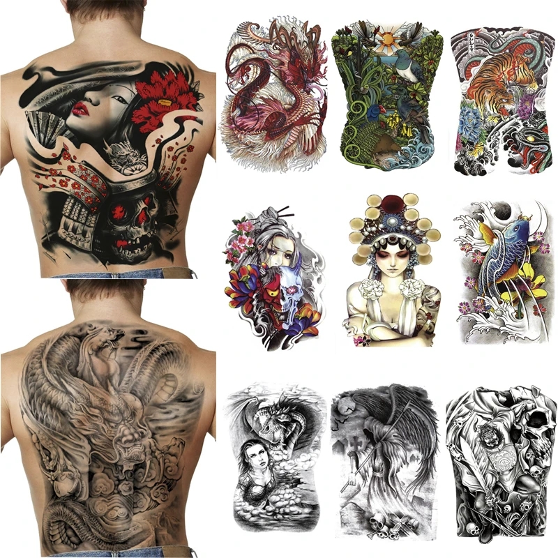 Sweisuwu Adesivo Tatuatore D'acqua: Ali Di Angelo Grande Angolo Di Tatuaggio Per La Carrozzeria Piena Per La Decorazione Temporanea-image