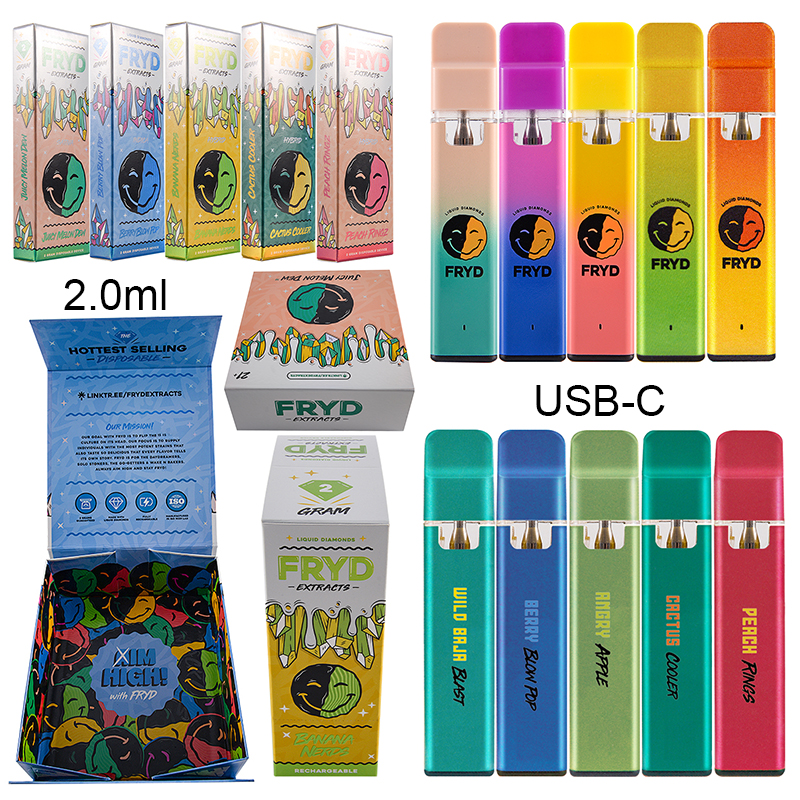 FRYD Liquid Diamonds Vapes E cigarettes Rechargeable Disposable Pens Type C Charging Port 2.0ml Capacity 350mah
FRYD Liquid Diamonds Vapes E cigarettes Rechargeable Disposable Pens Type C Charging Port 2.0ml Capacity 350mah