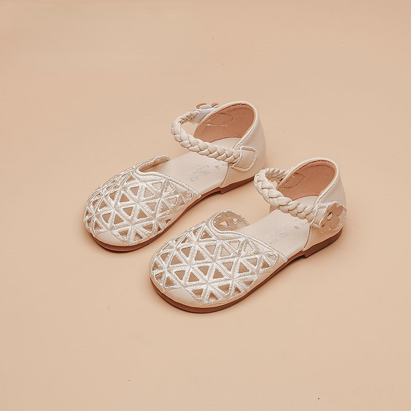 Sandals Baby Girl Summer Woven Sandals Fashion Casual Roman Princess Children's Beach Shoes Girls Soft-soled Shoes 230417