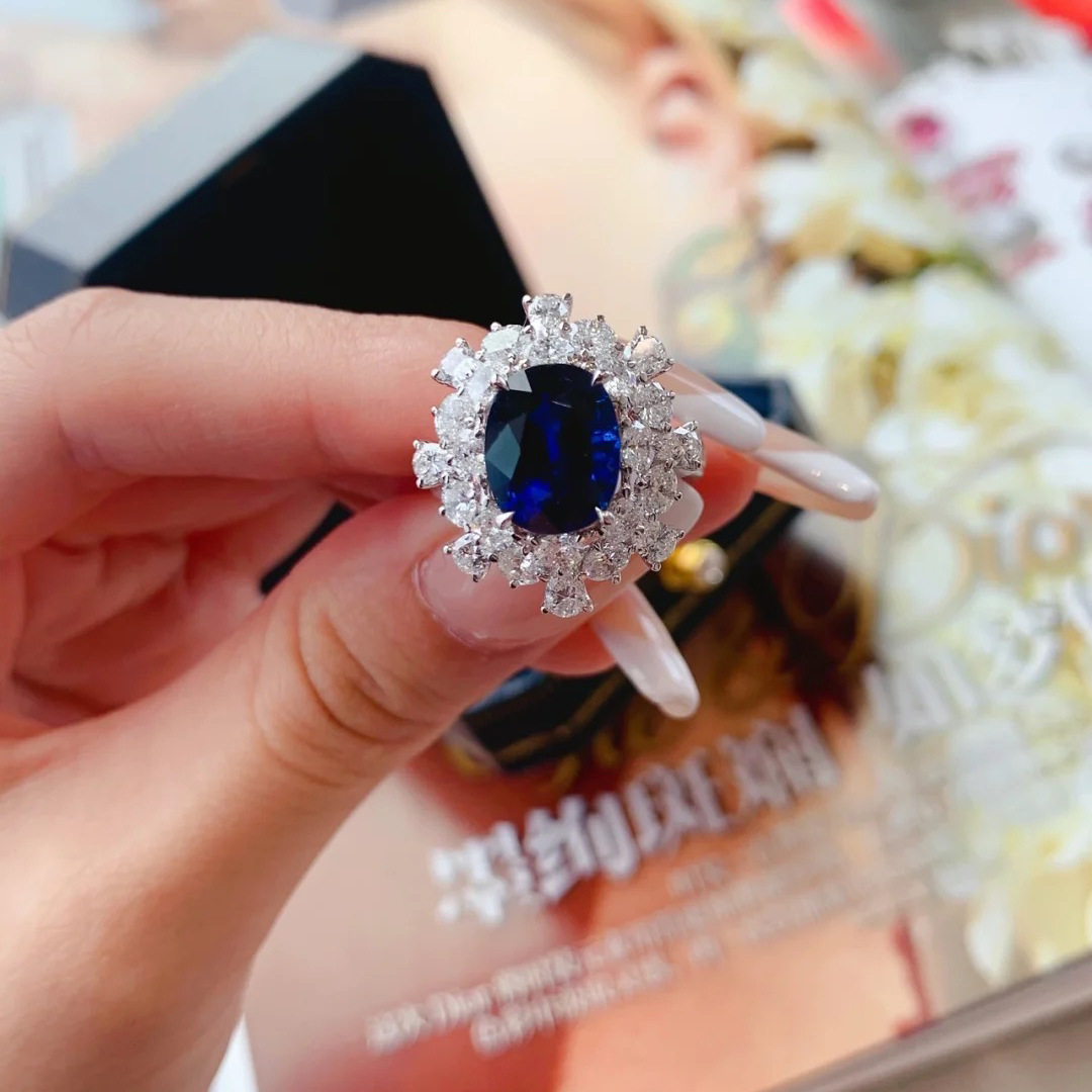 Flower Sapphire Zircon Finger Ring White Gold Filled Party Wedding band Rings for Women Bridal Promise Engagement Jewelry