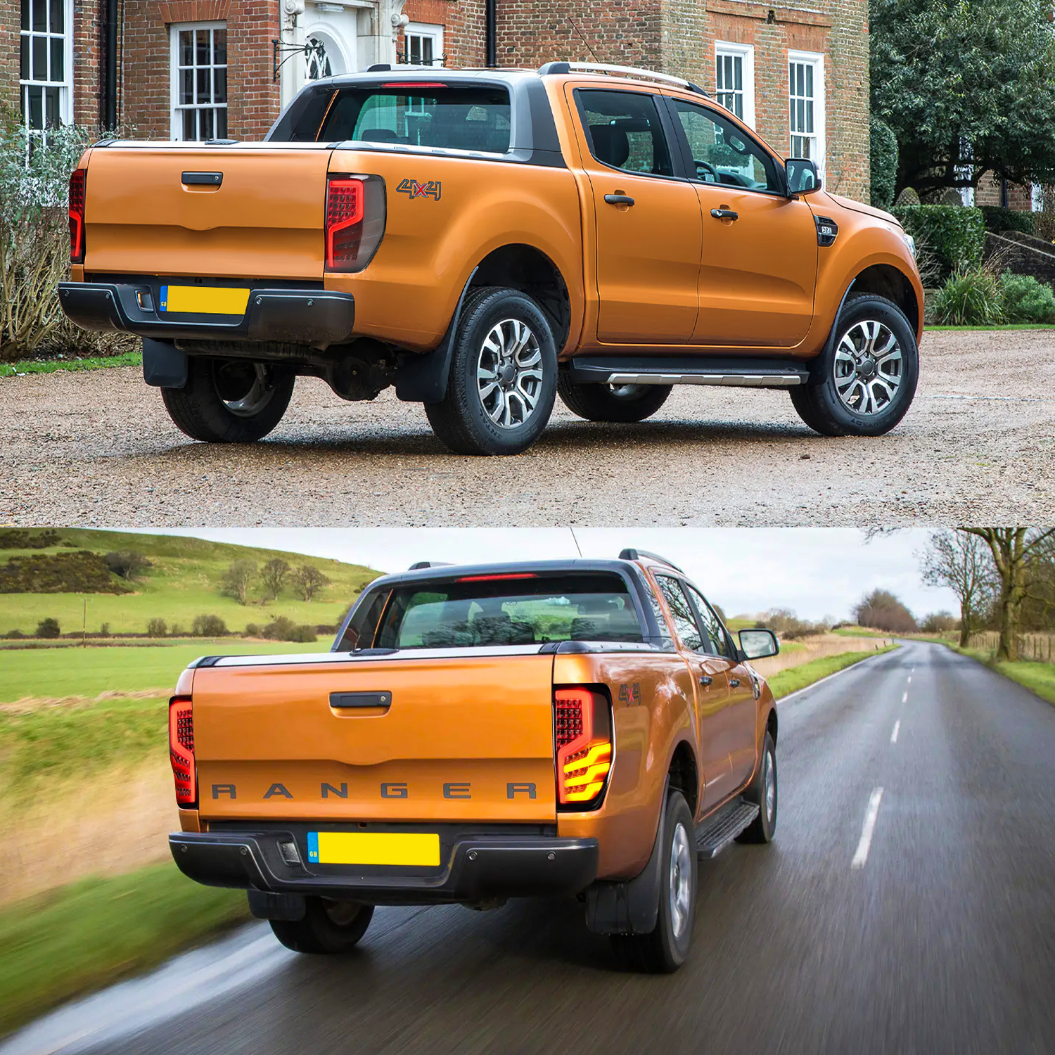 Car Tuning Taillight Upgrade For Ford Ranger/Everest 20 12-20 20 LED Dynamic Turn Signal Lights Rear Brake Fog Taillights