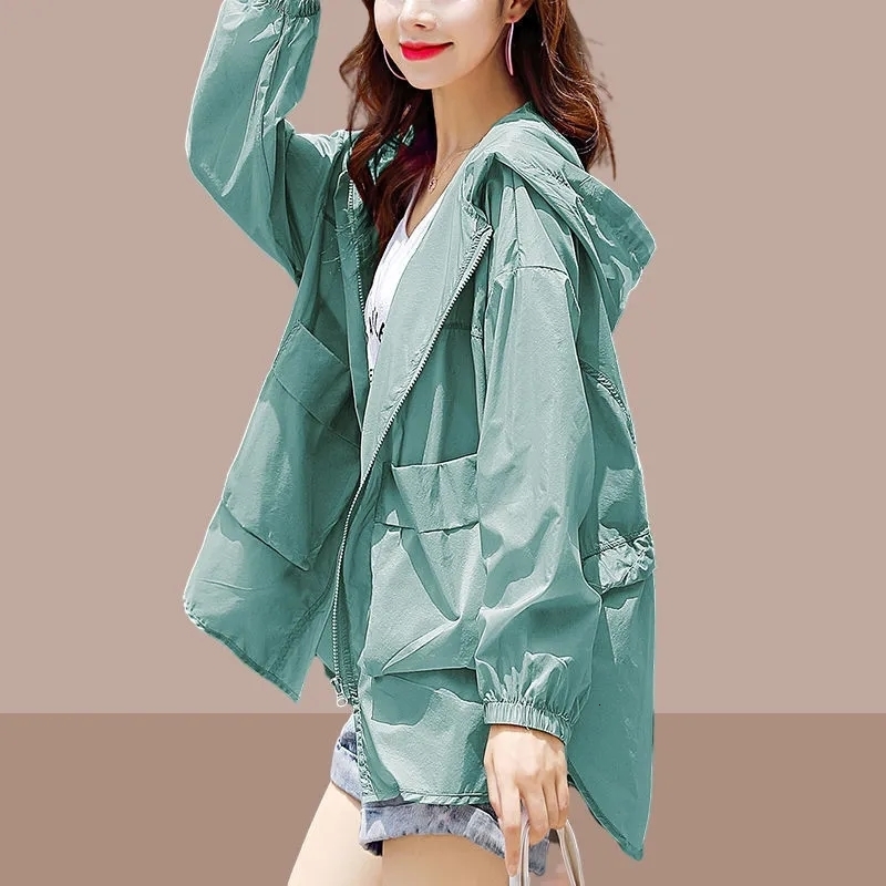 Women's Jackets Sun Protection Clothing Thin Women's Jacket Summer UV Protection Breathable Hooded Casual Pocket Coat Female Outerwear 23041