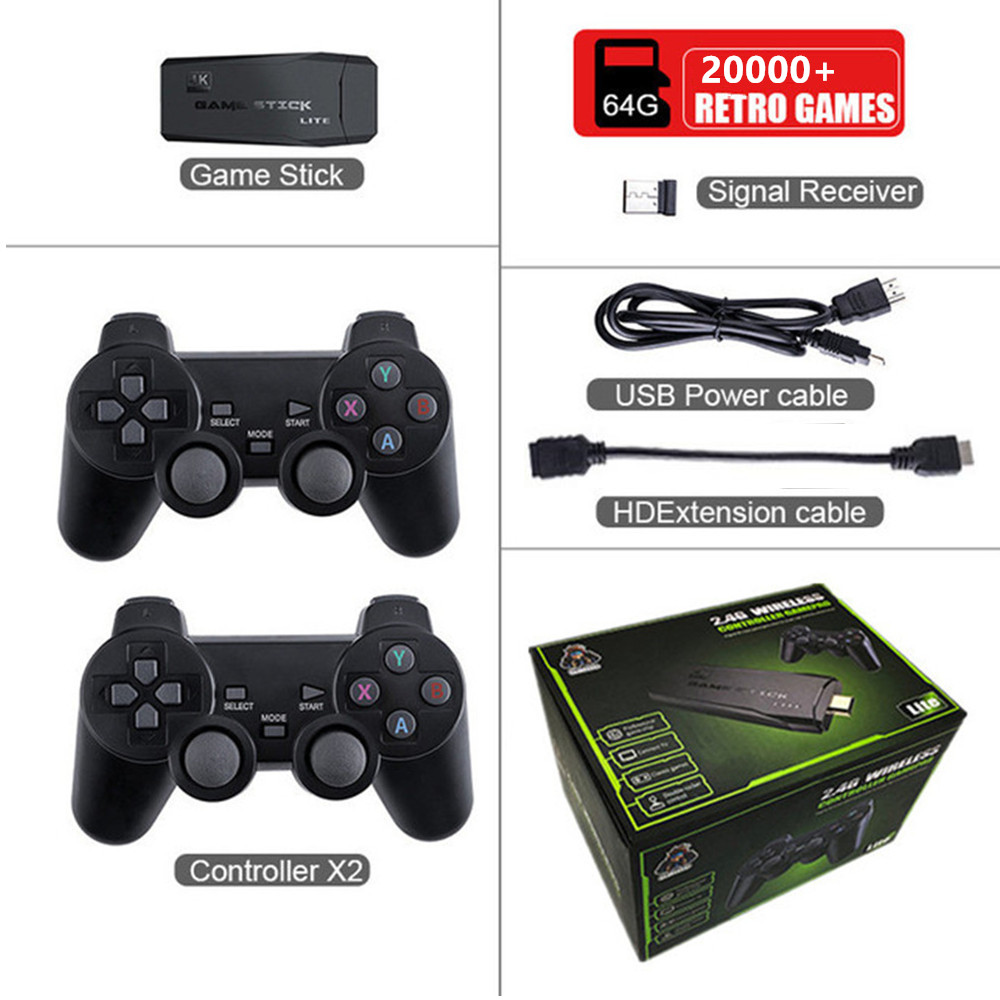 M8 TV Video Game Console 2.4G Double Wireless Controller Game Stick 4K 64G 20000 Games 32GB 3800 Game Retro Games For PS1/GBA Boy Christmas Gift Drops