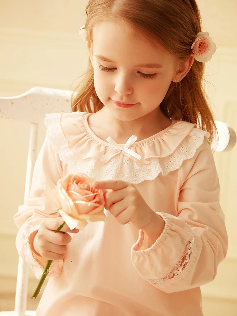 Pajamas Spring Autumn Kid Sleepwear.Girl's Cotton Pink Long Sleeve Pajama Sets.Toddler Baby Ruffle Pyjamas Set Cute Children's Clothing 2311