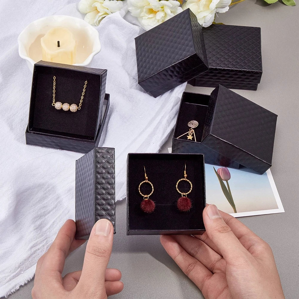 Jewelry Boxes 12pc Organizer Storage Gift Box Pendant Necklace Earrings Ring Paper Jewellry Packaging Container with Sponge Inside 231117