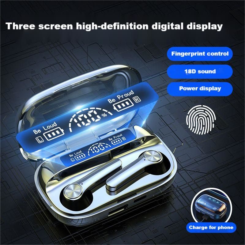 Wireless Earphone TWS Bluetooth headphone Fingerprint control BQ20 model In-ear Built-in Microphone LED display high Quality Headphone Sport Earphone 