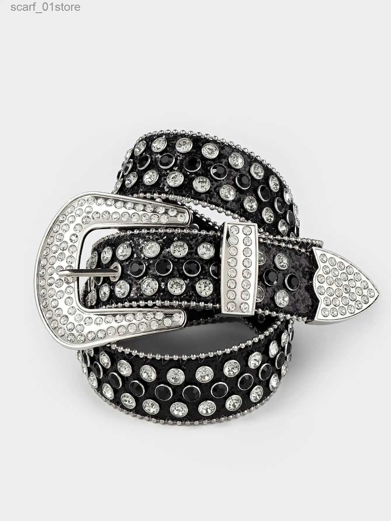 Belts Rhinestone Leather Belt for Men Women Large Size Belt Western Jeans Shiny Rivet Hip-hop Punk Rock Y2K StyleL231117