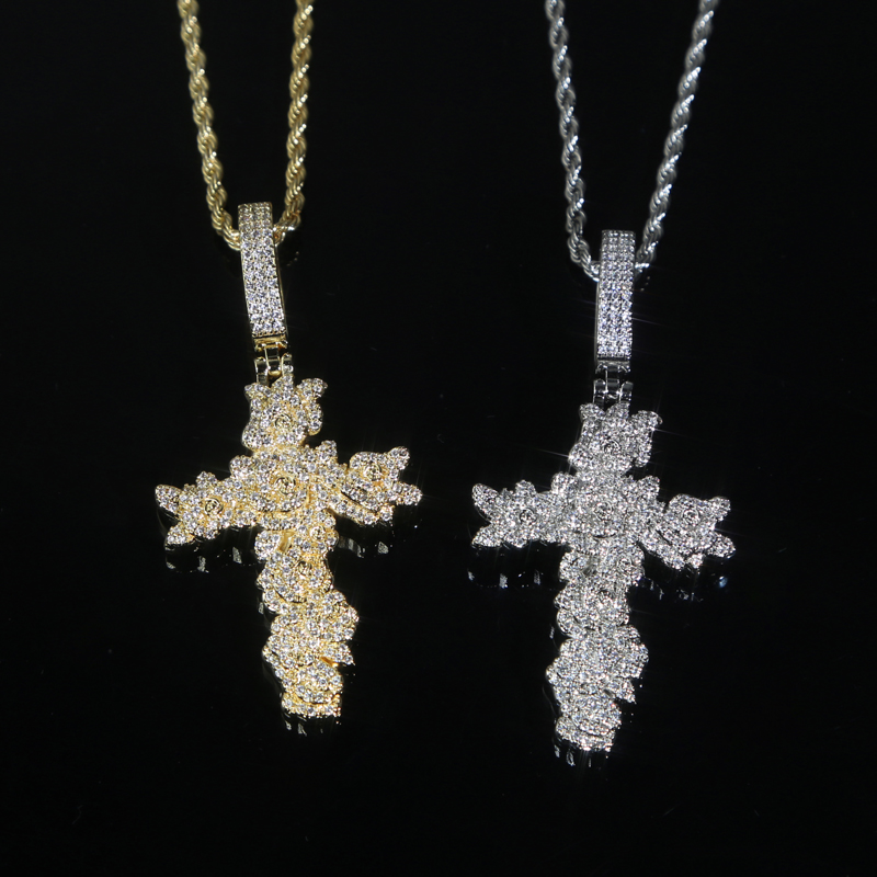 Iced Out Cross wer Necklace Pendant - Gold Plated Cubic Zirconia Bg Hip Hop Jewelry for Men & Women dh5727163