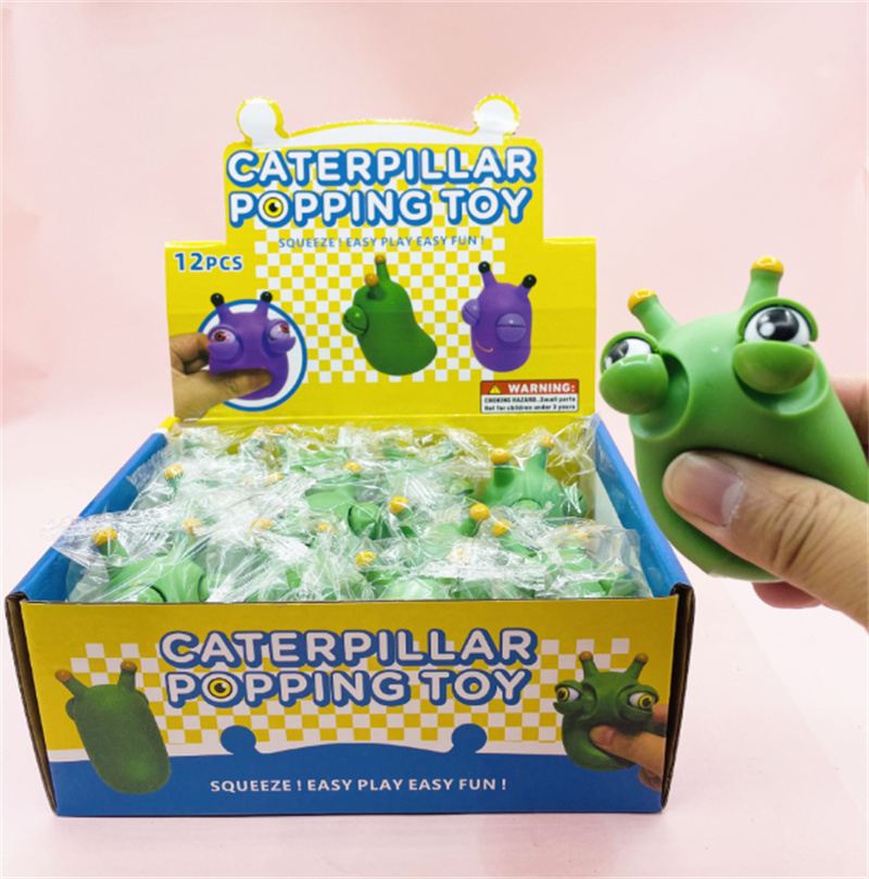 New Creative Silicone Popping Toy Big Eye Squishy Green Bug Stress Relieve Sensory Fidget Toy Worm Squishy Big Eyes Doll