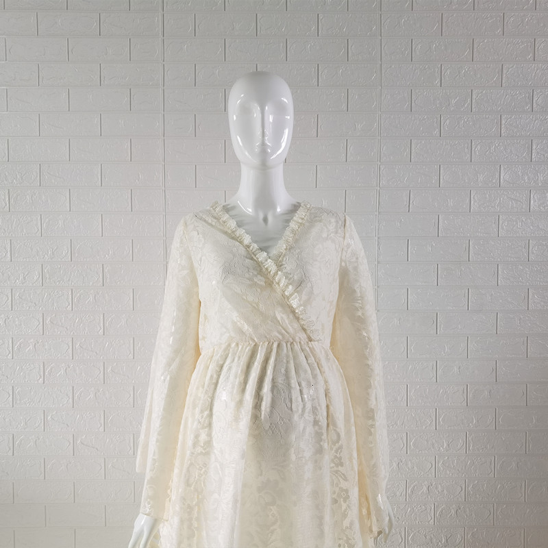 Maternity Dresses Boho Maternity Po Shoot Long Dresses V-neck Bell Sleeve Pregnancy Pography Props Dress 230417