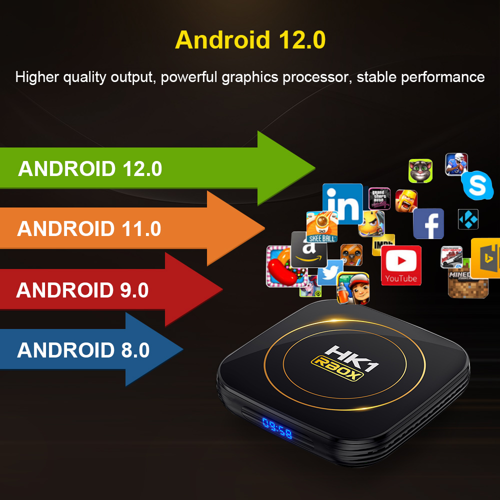 TV Box HK1 RBOX H8S Android 12 Allwinner H618 2.4G 5G Dual Wifi TVBOX Media Player 4GB 64G 32GB HK1R Box Set Top TV Receiver BOX