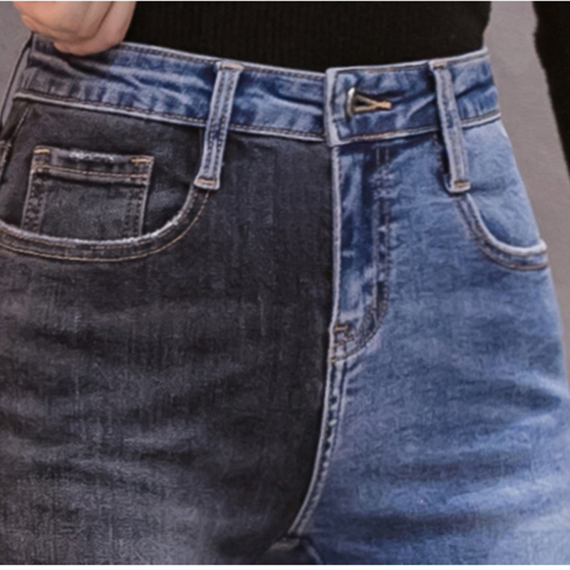 Women's Jeans Vintage Contrast Patchwork Flared Jeans Ladies Stretch High Waist Skinny Boot-Cut Trousers Mujer Fashion Denim Pants For Women 2304