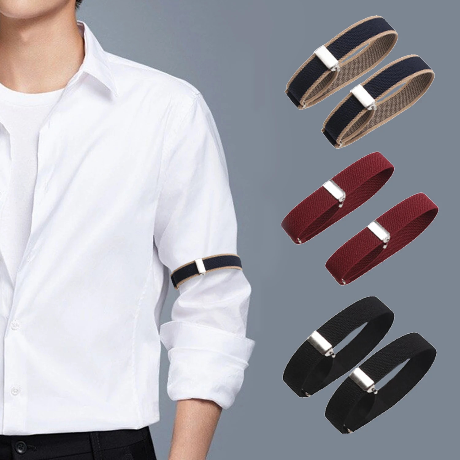 Sleevelet Arm Sleeves Men Business Elastic Adjustable Shirt Sleeve Garter Strap Band Bracelet Anti Slip Cuff Holder Armband 231117