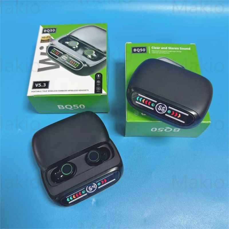 Wireless Earphone Slide cover Fingerprint control BQ50 TWS Bluetooth headset In-ear Built-in Microphone LED display High quality Headphone Sport Earph