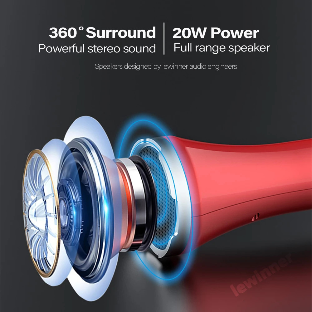Microphones Lewinner L 699 Professional Karaoke Microphone Wireless S er Portable Bluetooth microphone for phone support record TF play 231117