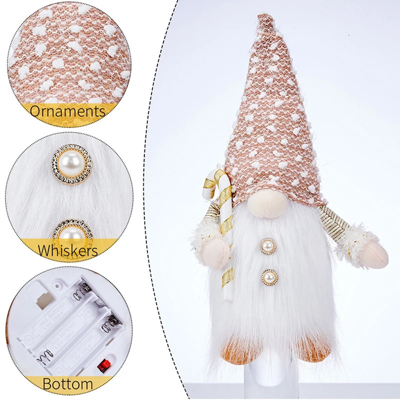 Christmas Decorations Glowing Plush Gnome Doll, Faceless Doll Ornament for 2024 Party Home Decor, Valentine's Day Gift, Navidad