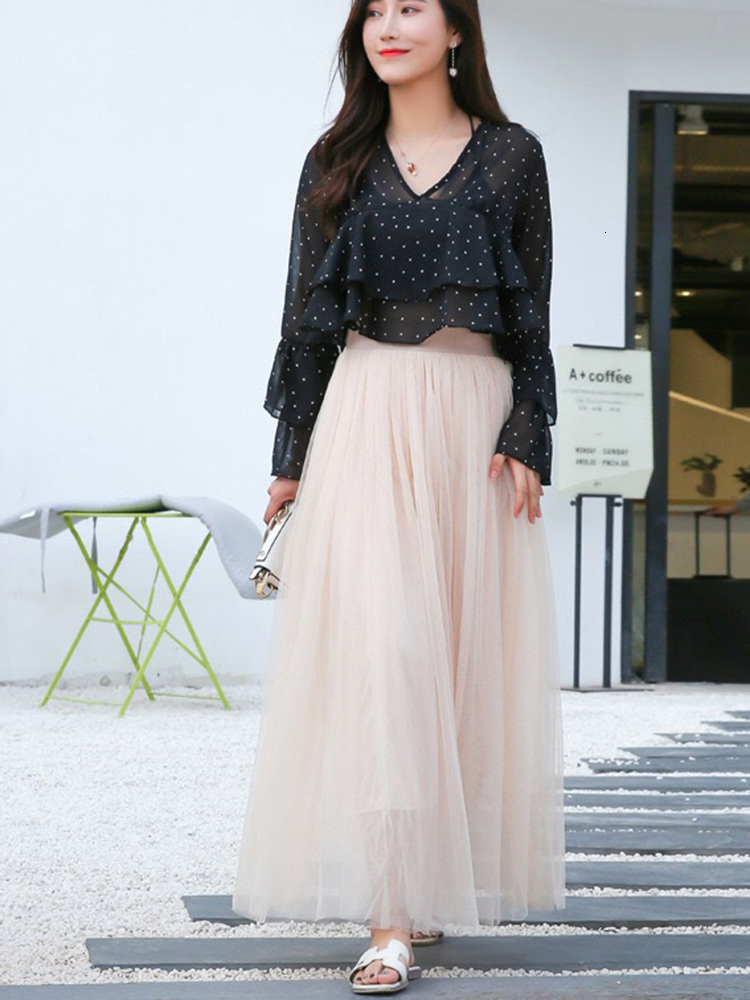 Skirts JMPRS Vintage Tulle Summer Women Elastic High Waist Mesh Pleated Elegant Korean A Line Office Ladies 230417