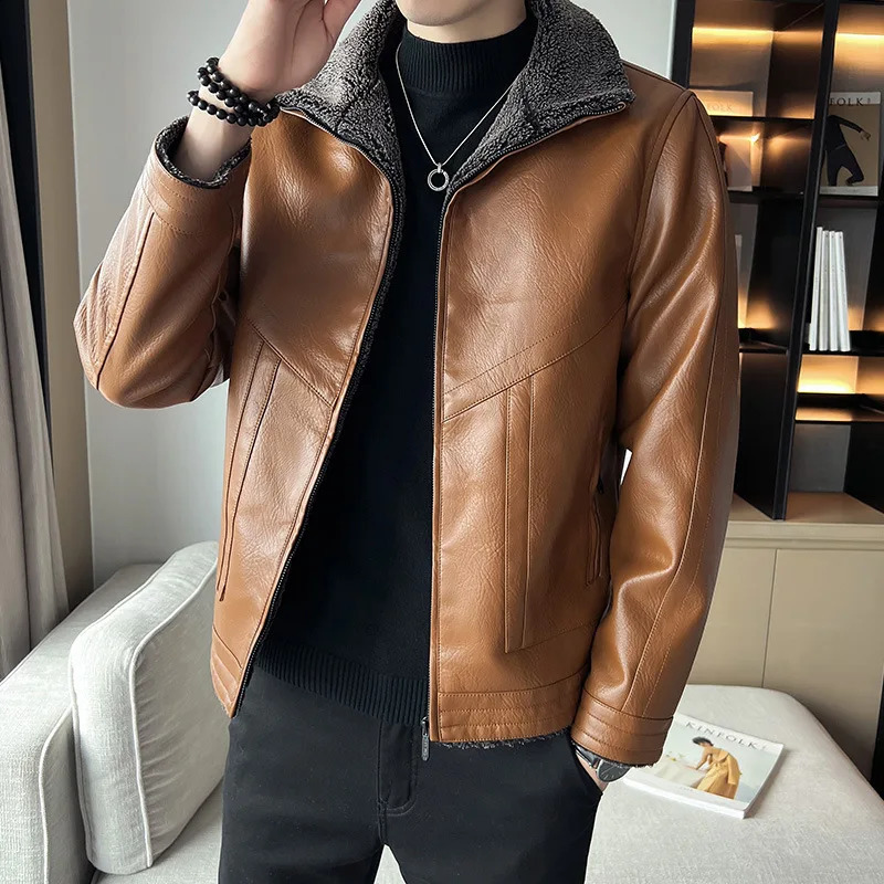 Men's Jackets Natural Cotton Sheepskin Jacket For Autumn And Winter Collar Fluffy Thick Middle Young Man's Fashion Top 231116