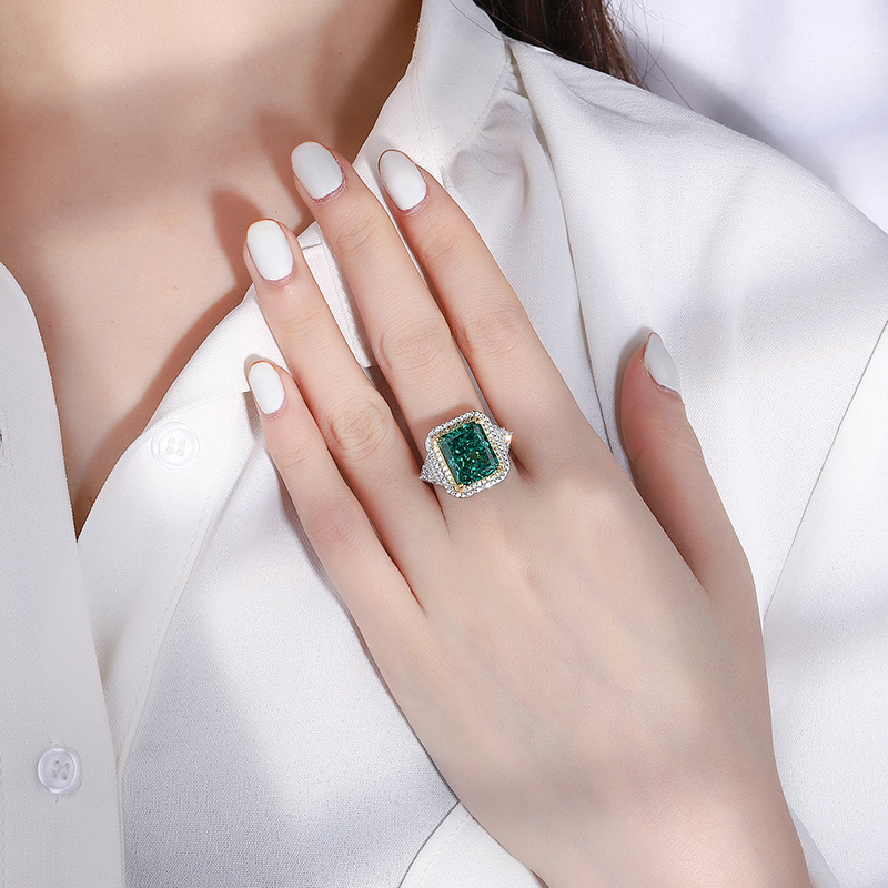 Choucong Unique Sparkling Wedding Rings Pure 100% 925 Sterling Silver Real Moissanite Pave CZ Diamond Gemstones Emerald Party Eternity Women Engagemen