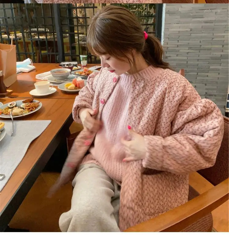 Women's Down Parkas Korej Korean Style Winter Coat Women Round Neck Floral Printed Pink Parka Mujer Outwear Sweet Warm Pockets Jackets Clothes 23