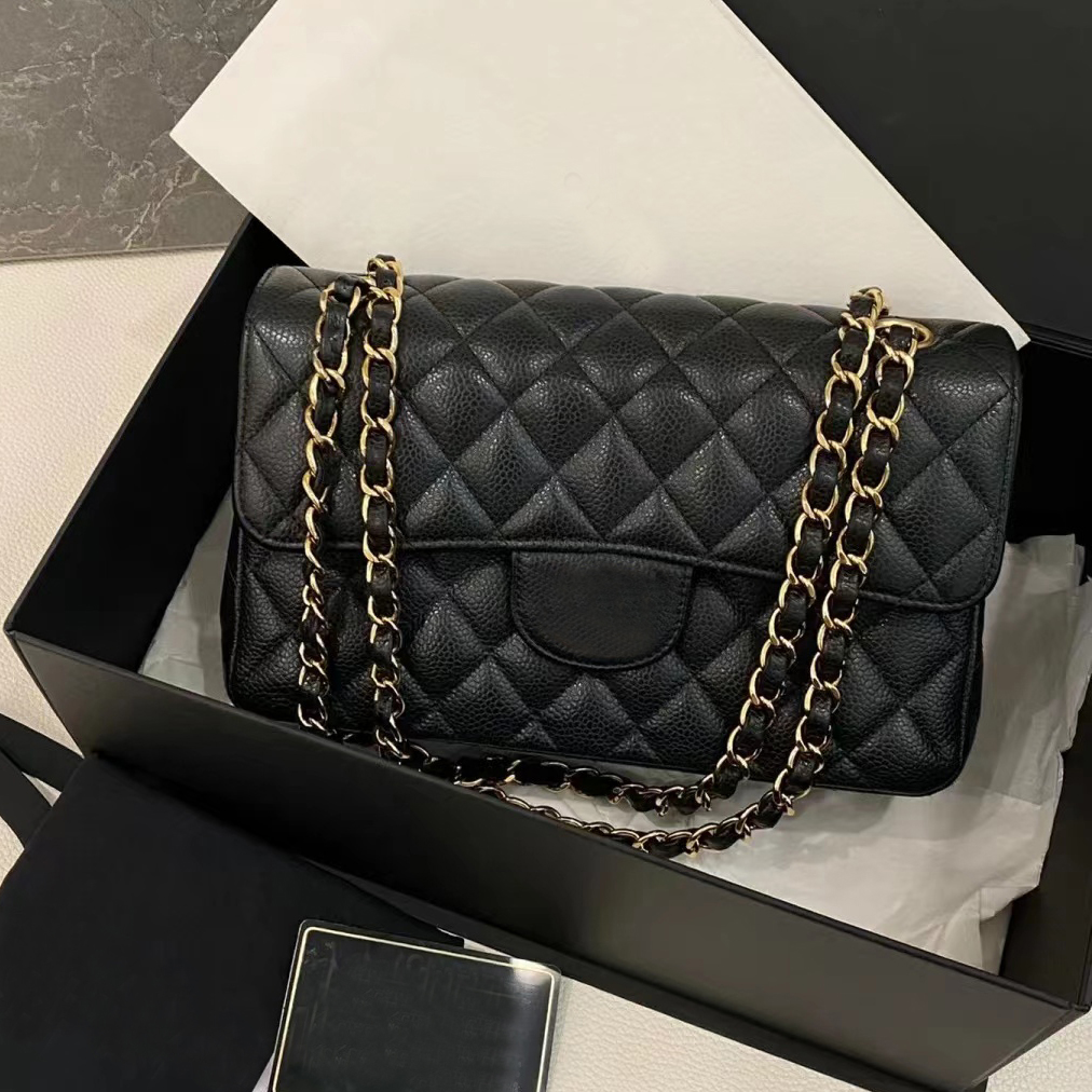 Designer tilted women's bag high -end caviar design leather materials luxury products leading fashion