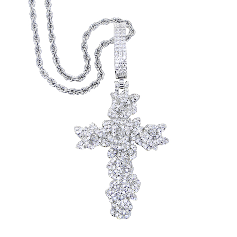 Iced Out Cross wer Necklace Pendant - Gold Plated Cubic Zirconia Bg Hip Hop Jewelry for Men & Women dh5727163