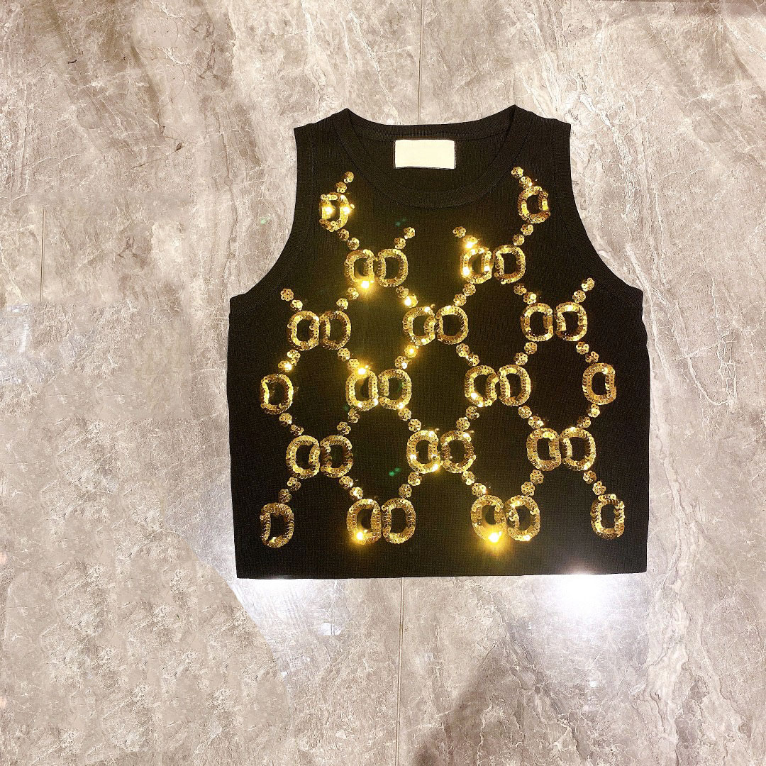 2023 Women's Tanks Ladies Sweaters New Summer Black White Sequin Letter Knitted Vest Women O-neck Sleeveless Short Design Pullover
2023 Women's Tanks Ladies Sweaters New Summer Black White Sequin Letter Knitted Vest Women O-neck Sleeveless Short Design Pullover