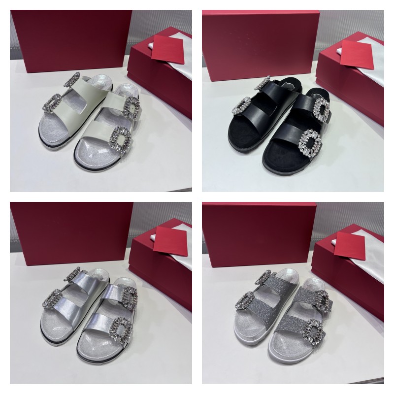 2023 summer Roger womens beach sandal Slidy Viv Viver Strass Buckle Mules in Leather sandals bling crystal diamond rhinestone summer shoes slipper loafers, Crs2083
2023 summer Roger womens beach sandal Slidy Viv Viver Strass Buckle Mules in Leather sandals bling crystal diamond rhinestone summer shoes slipper loafers, Crs2083