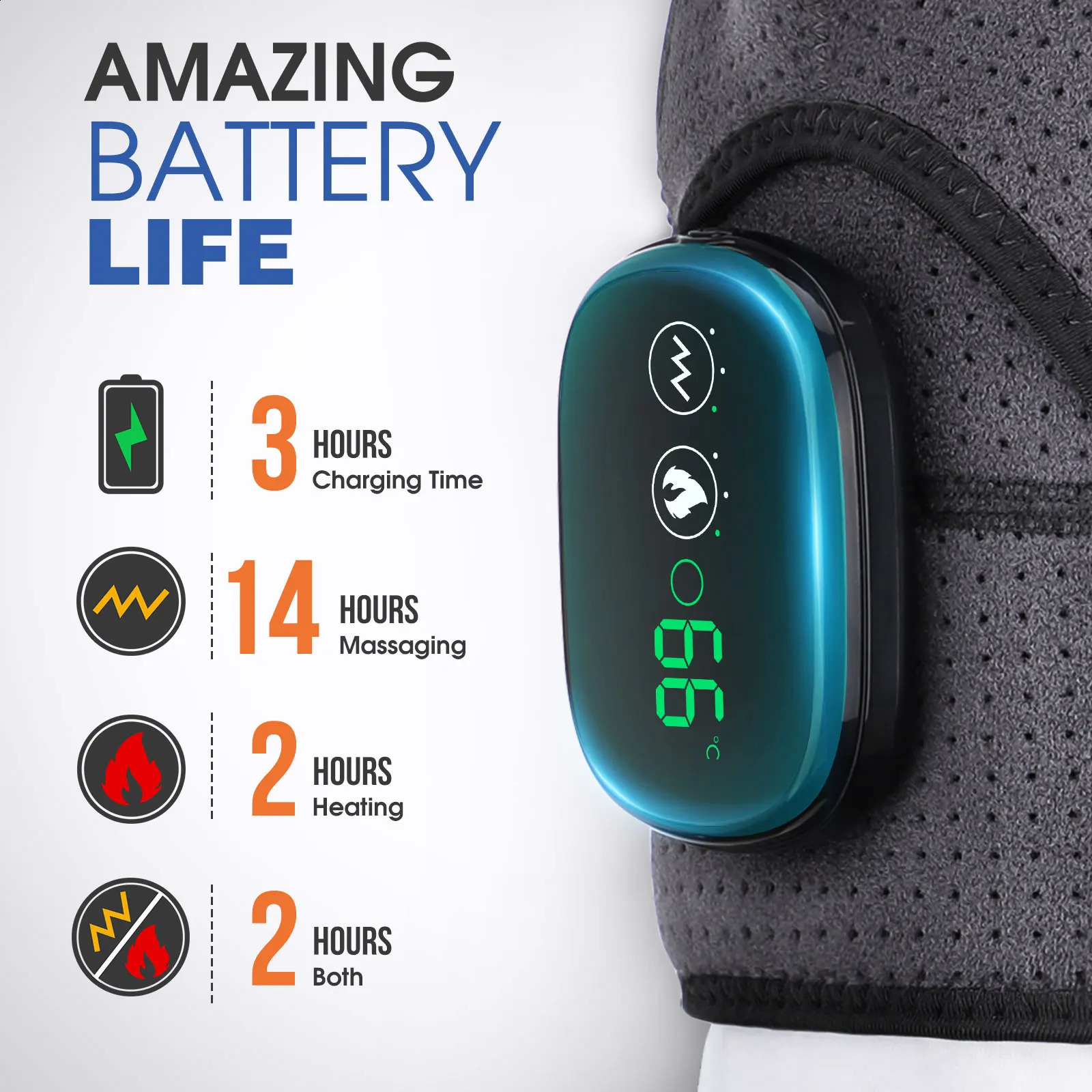Massaging Neck Pillowws Heating Vabration Shoulder Massage Brace 3 Levels Physiotherapy Therapy Pain Relief Left Right Electric Battery Heated Massage