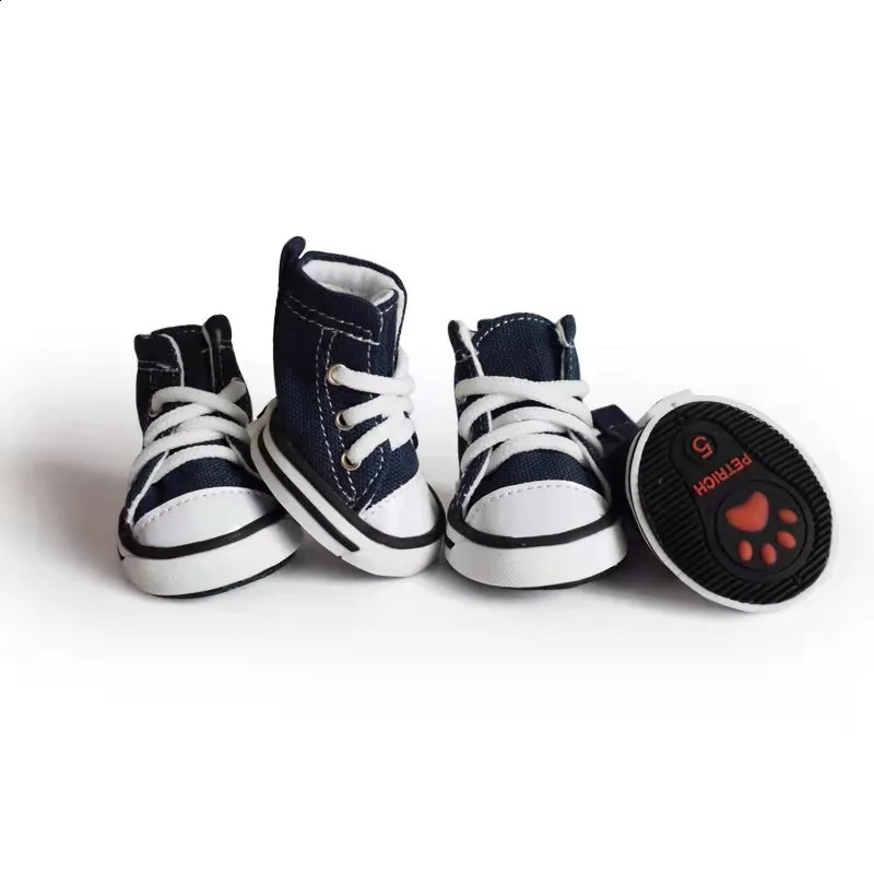 Pet Protective Shoes Dog Cowboy Canvas Shoe 4 Pcs Solid Color Casual Anti slip Waterproof Sneakers Breathable Booties 231116