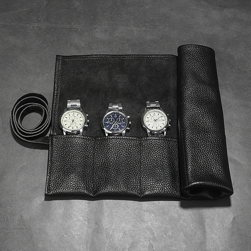 Jewelry Pouches Bags WESSLECO 6 Slots Genuine Leather Watch Roll Case Holder Portable Travel Organizer Watches Storage Display Pouch 231117 - view 5