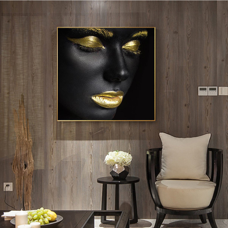 African Art Picture Gold and Black Women Contemplator Portrait Wall Art Canvas Paintings Posters Prints Paintings for Home Decor
African Art Picture Gold and Black Women Contemplator Portrait Wall Art Canvas Paintings Posters Prints Paintings for Home Decor