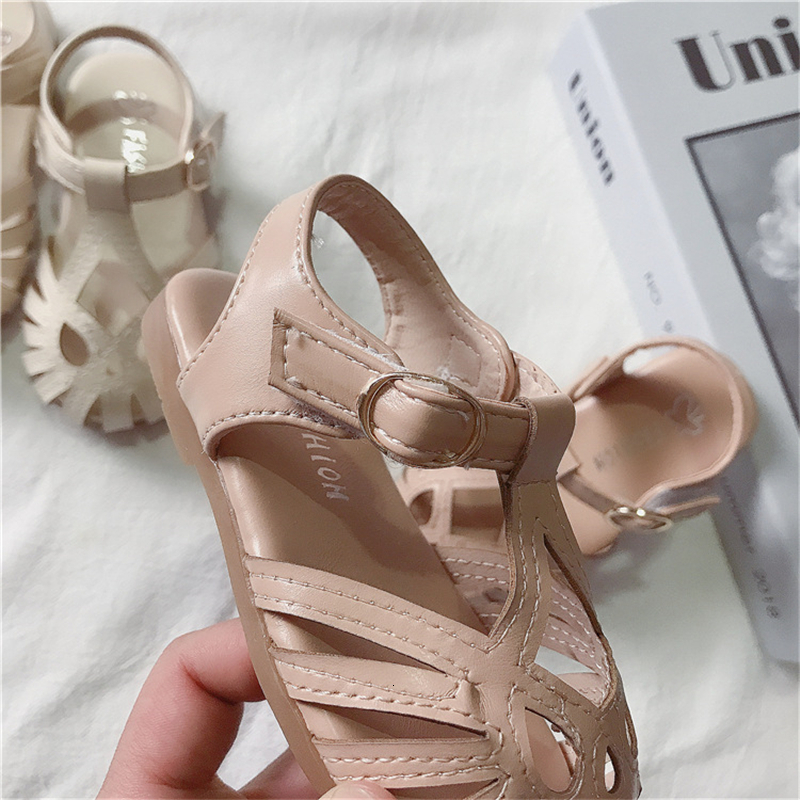 Sandals Baby Summer Shoes 1-6 Years Baby Girls Cut-outs Beach Sandals First Walkers Toddler Kids Soft Sole Princess Dress Shoes 21-30 230417