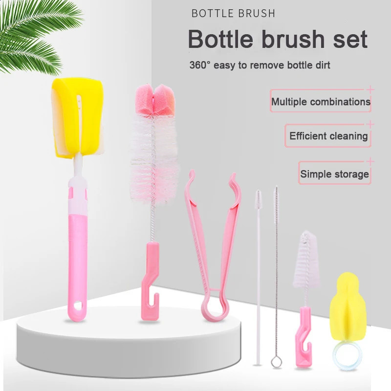 Other Baby Feeding Bottle Brush Set Infant Nipple 360 degree Rotating Clean Sponge Spout Cup Pacifier Straw Kit Tool 231116