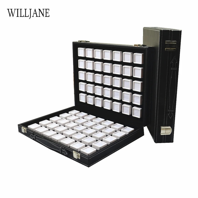 Jewelry Boxes Portable Travel Gemstone Storage Case Gem Display Box 70pcs Stone Holder Organizer Loose Diamond Carrying Bag PU Leather 231117