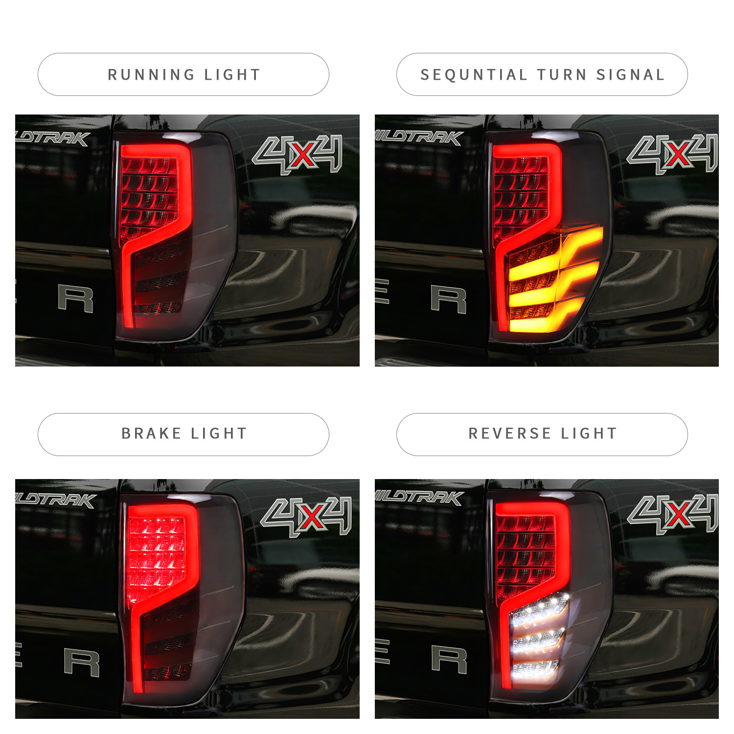 Car Tuning Taillight Upgrade For Ford Ranger/Everest 20 12-20 20 LED Dynamic Turn Signal Lights Rear Brake Fog Taillights