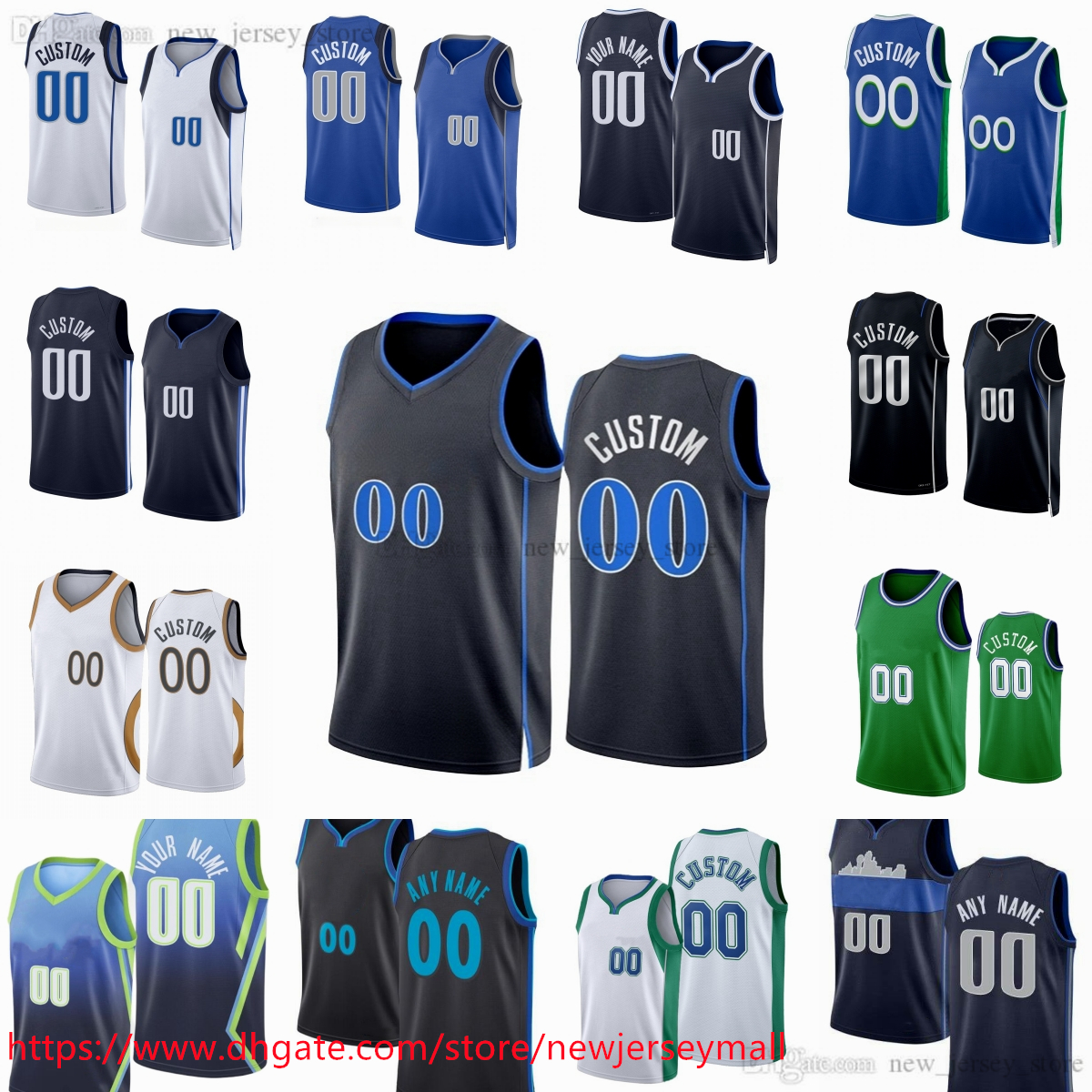 77 Luka Doncic Jersey Custom 2023-24 Printed Basketball Jerseys 11 Kyrie Irving 10 Tim Hardaway Jr. 8 Josh Green 3 Grant Williams 2 Dereck Lively II Richaun Holmes Shorts