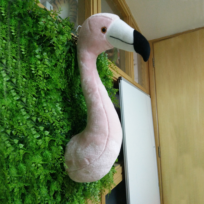 Wall Decor stuffed plush toy decorative pink flamingo head for bedroom wall 3D stuffed animals plush toys ins style lovley 230417