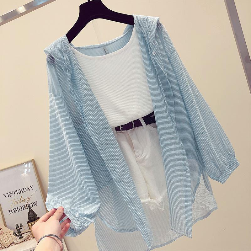 Women's Jackets Women Summer Hooded Sun Protection Clothing Female Casual Loose Wild Thin Coat Ladies Anti-UV Breathable Tops 230417