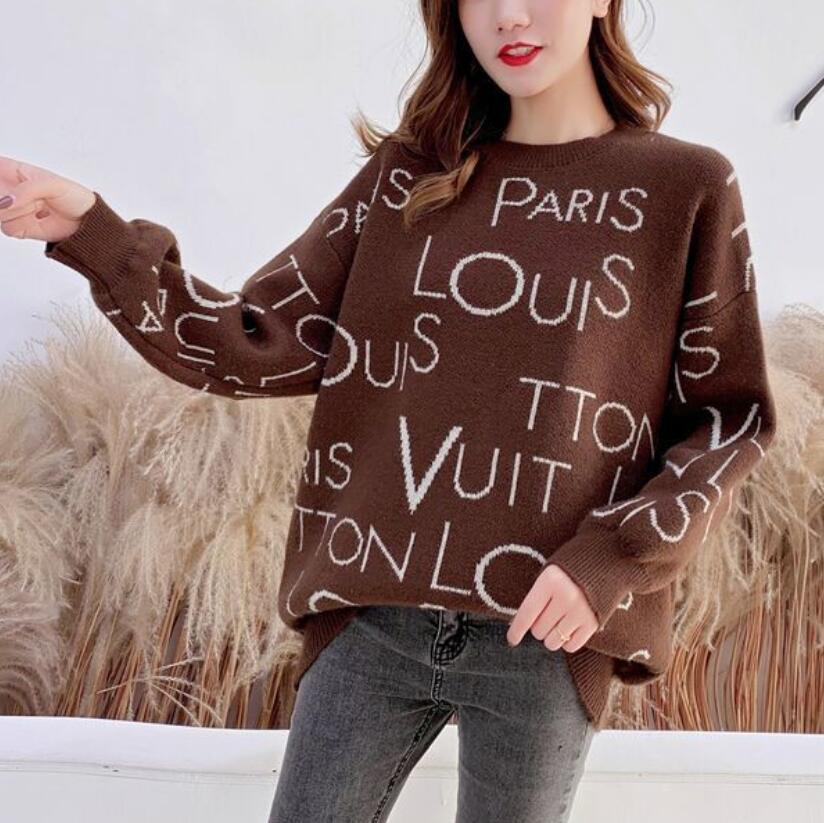 Designer Women's Sweaters black long sleeve jersey knit dresses Loose Pullover Bottoming Shirts Knitted women Tops