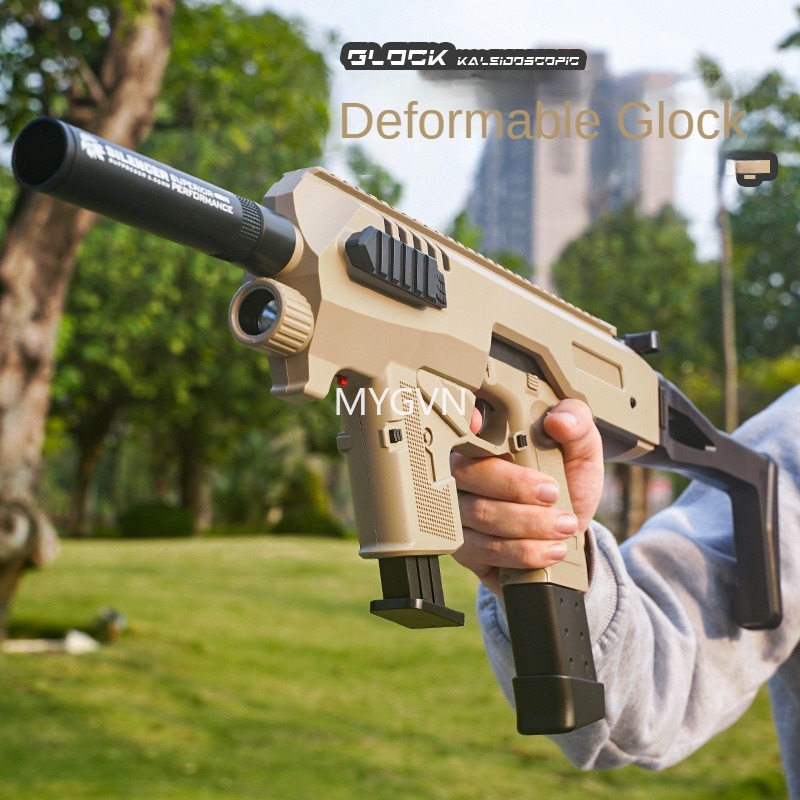 Deformable Double Shape DIY Manual Launcher Shell Ejected Soft Bullet Gun Flashlight Handle Silencer Accessories Outdoor Game Toy Gun