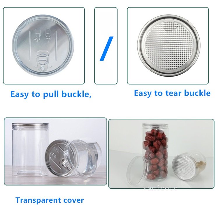 Storage Bottles Clear plastic jar PET with metal lid airtight Can pull ring Concentrate Container food Storage boxes LT352