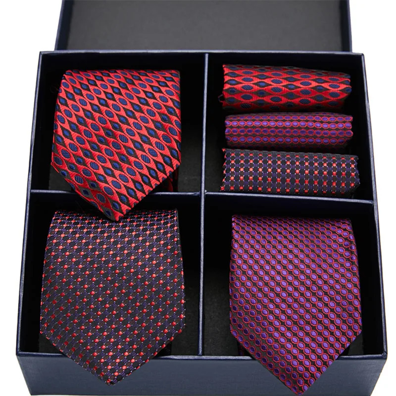 Neck Ties Gift box Pack Mens Tie Skinny Pink palid Silk Classic Jacquard Woven Extra long Tie Hanky Set For Men Formal Wedding Party 231117