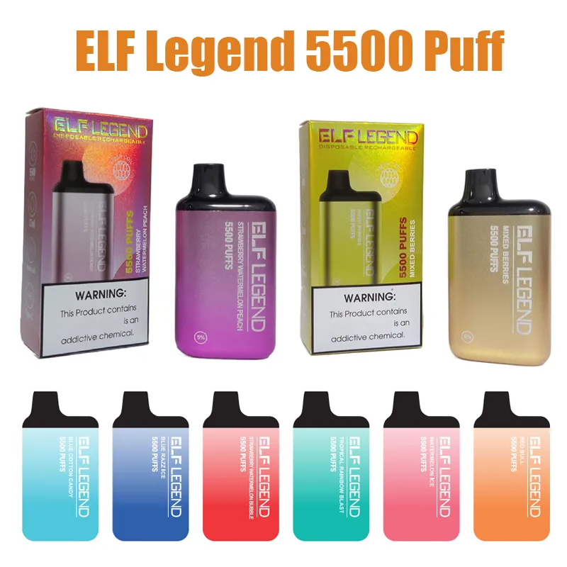ELF Legend 5500 Puff Electronic Cigarettes vapes disposables 13ml vaper desechable 650mah Rechargeable Battery Mesh Coil cigarrillos desechables
ELF Legend 5500 Puff Electronic Cigarettes vapes disposables 13ml vaper desechable 650mah Rechargeable Battery Mesh Coil cigarrillos desechables