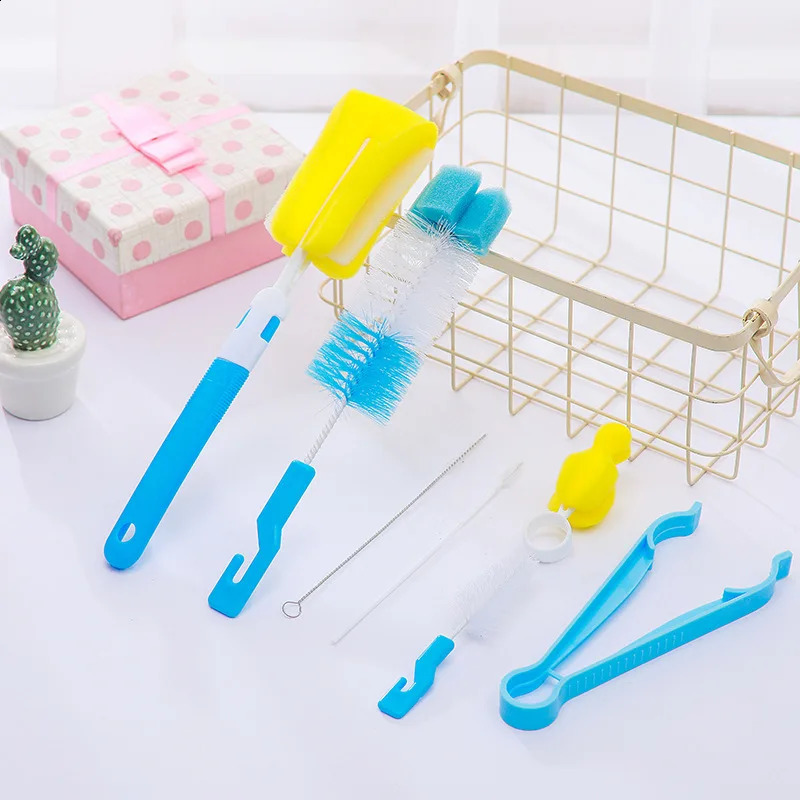 Other Baby Feeding Bottle Brush Set Infant Nipple 360 degree Rotating Clean Sponge Spout Cup Pacifier Straw Kit Tool 231116