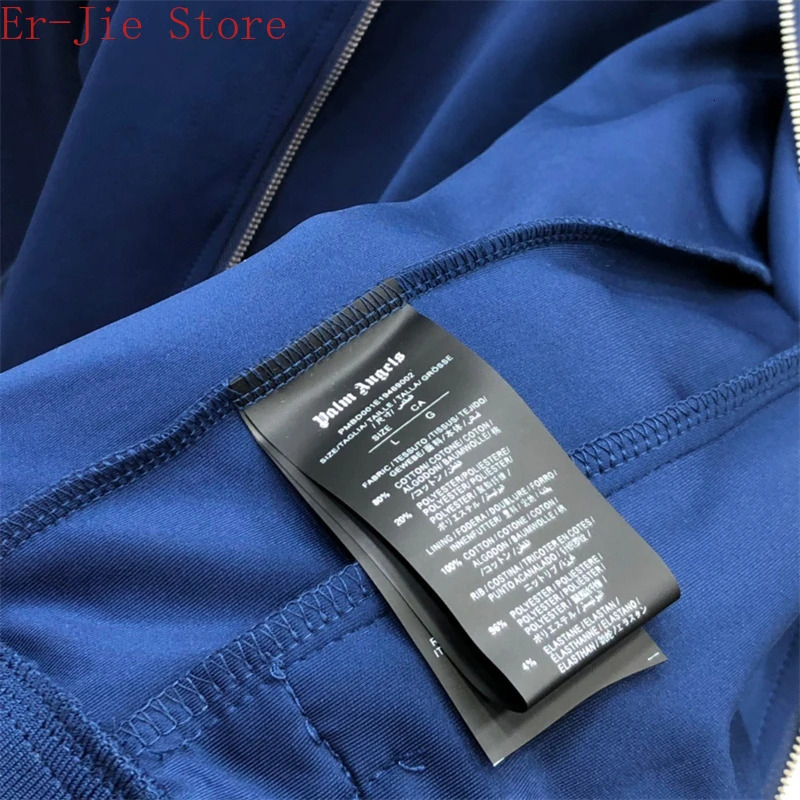 Men's Jackets Black Blue Flocked PA Set 1 High quality Palm Zippered Jacket 231117