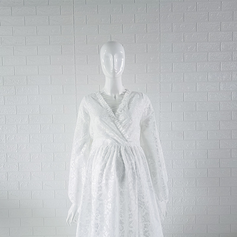 Maternity Dresses Boho Maternity Po Shoot Long Dresses V-neck Bell Sleeve Pregnancy Pography Props Dress 230417
