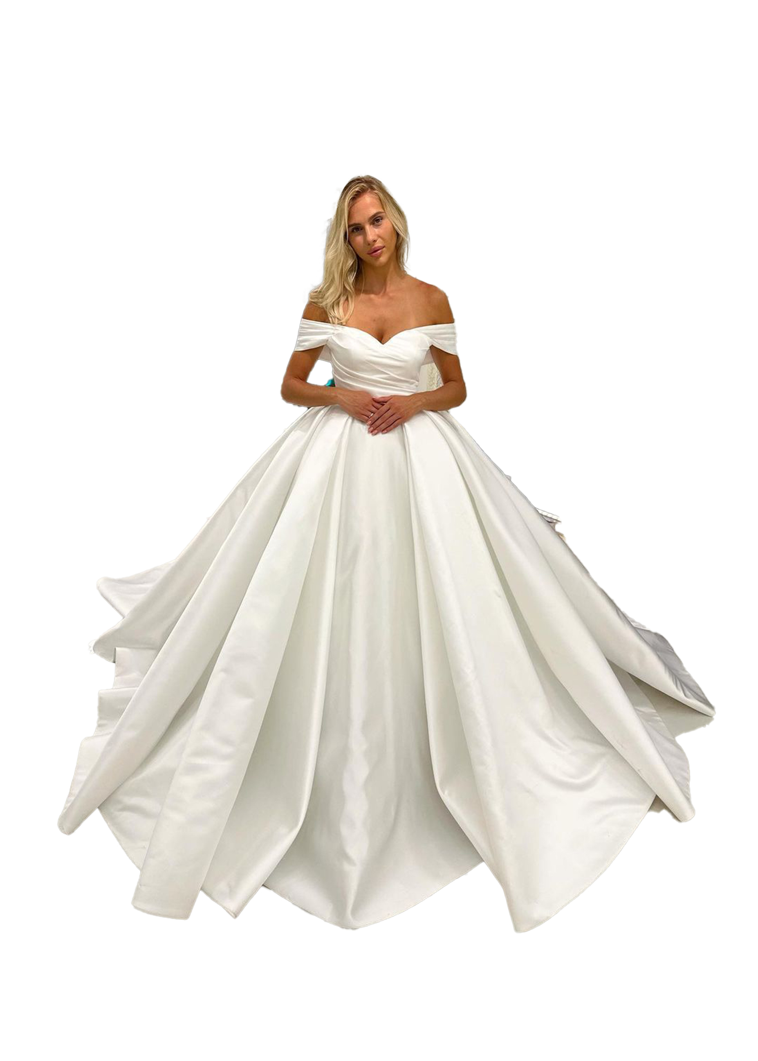 Elegant Modern Plus Size A E Wedding Dresses For Bride Off Shoulder Satin Pleats Draped Backless Court Train Bridal Gowns Custom 0616