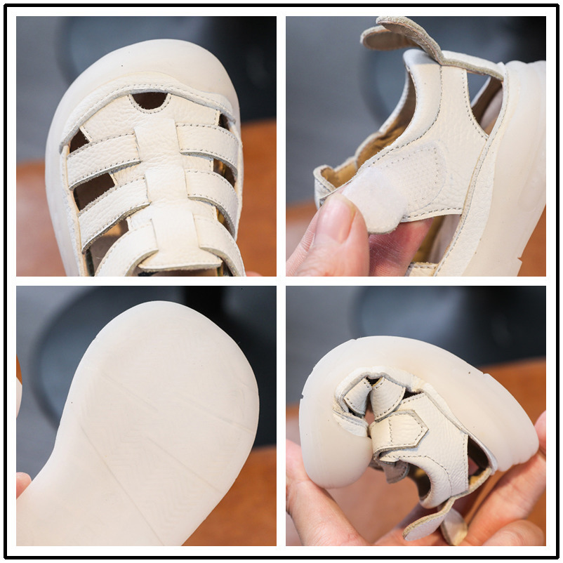 Sandals Baby Girls Boys Sandals Summer Infant Toddler Shoes Genuine Leather Soft-soled School Kids Shoes Children Beach Sandals 230417